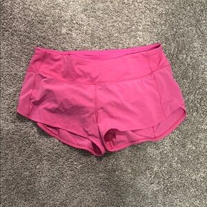 Women's Pink Lululemon speed up shorts size 6